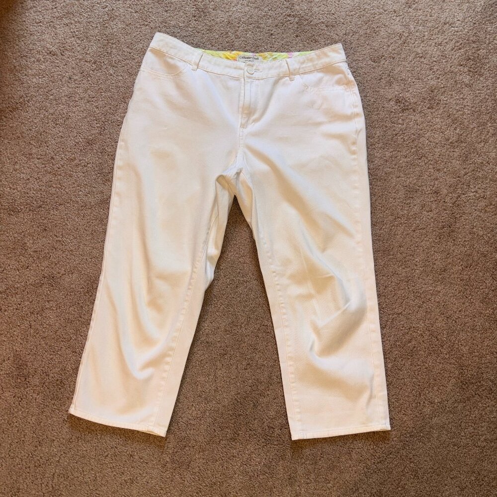 Coldwater Creek Natural Fit White Twill Capri Pants 10 fits like 8